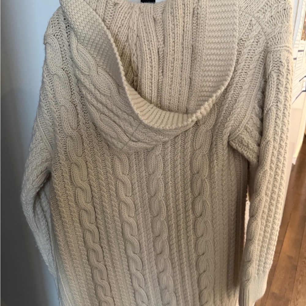 Nili Lotan wool Hansel hooded Cable Knit Cardigan with Toggle Buttons - Picture 6 of 9